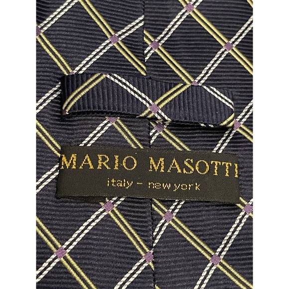 Mario Masotti Blue Gold Repp Hand Made 100% Silk Men’s Neck Tie Made In China - Picture 8 of 9